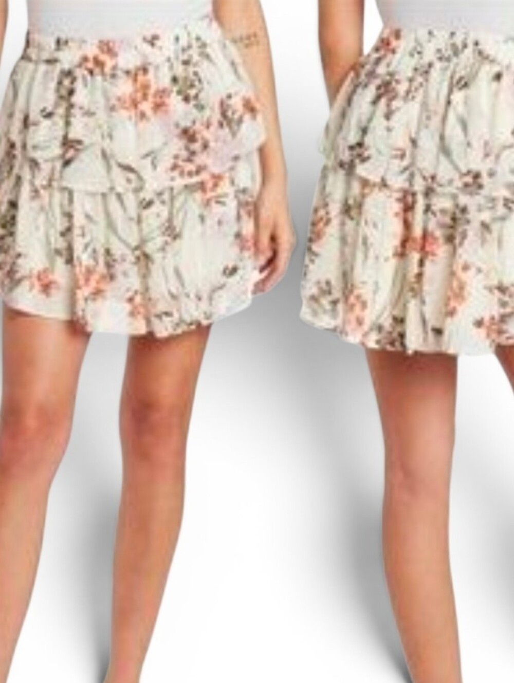 DREW X ANTHROPOLOGIE Floral Ruffle Tiered Mini Skirt - Small